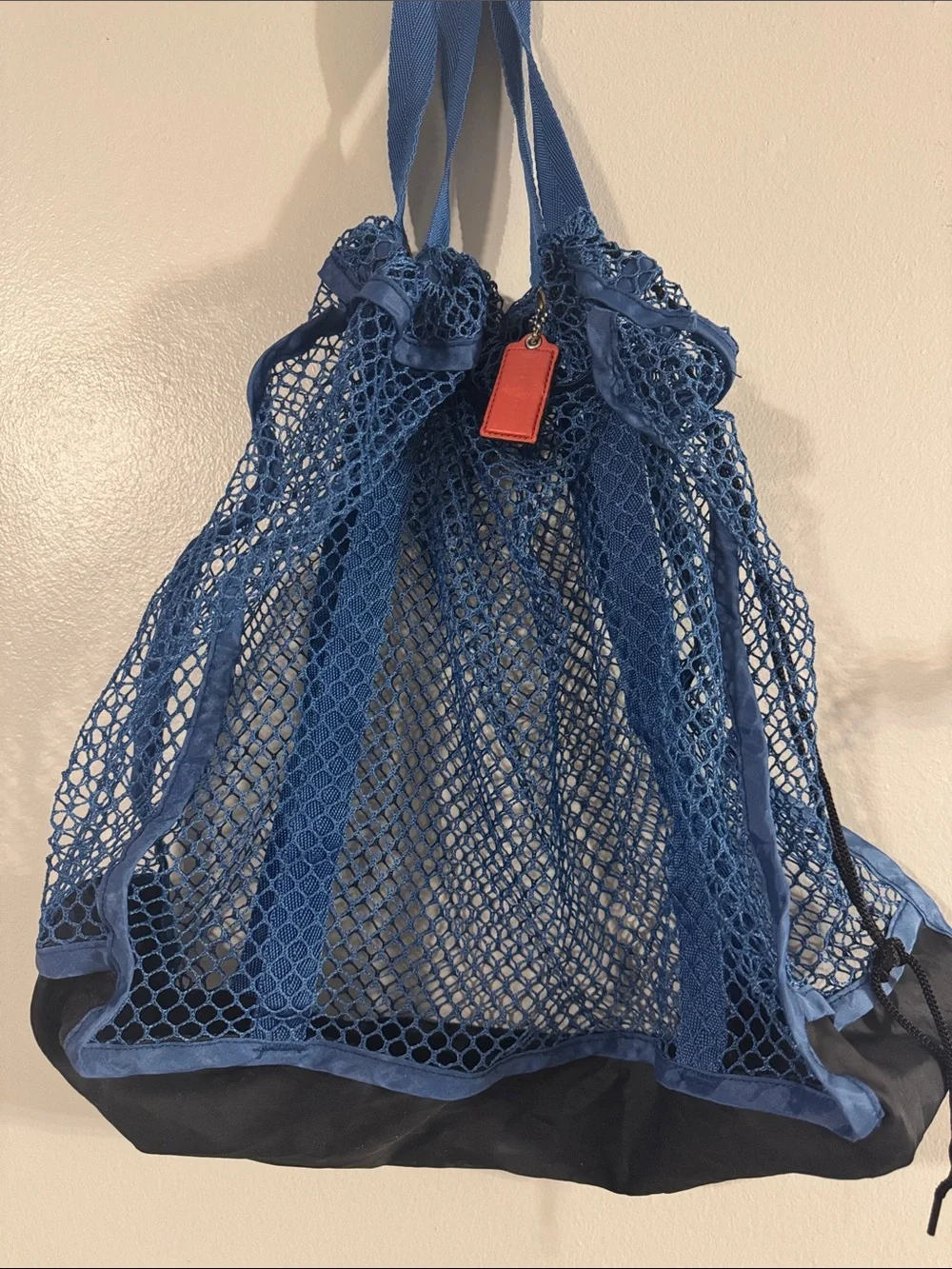 Coach Blue Mesh Drawstring Tote